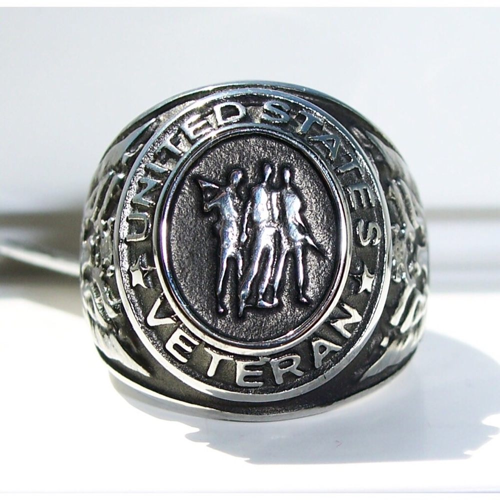 STAINLESS STEEL United States Veteran Epoxy Ring - Picture 2 of 14